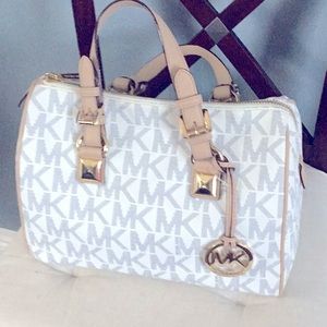 Michael Kors Large Grayson Cream and Beige